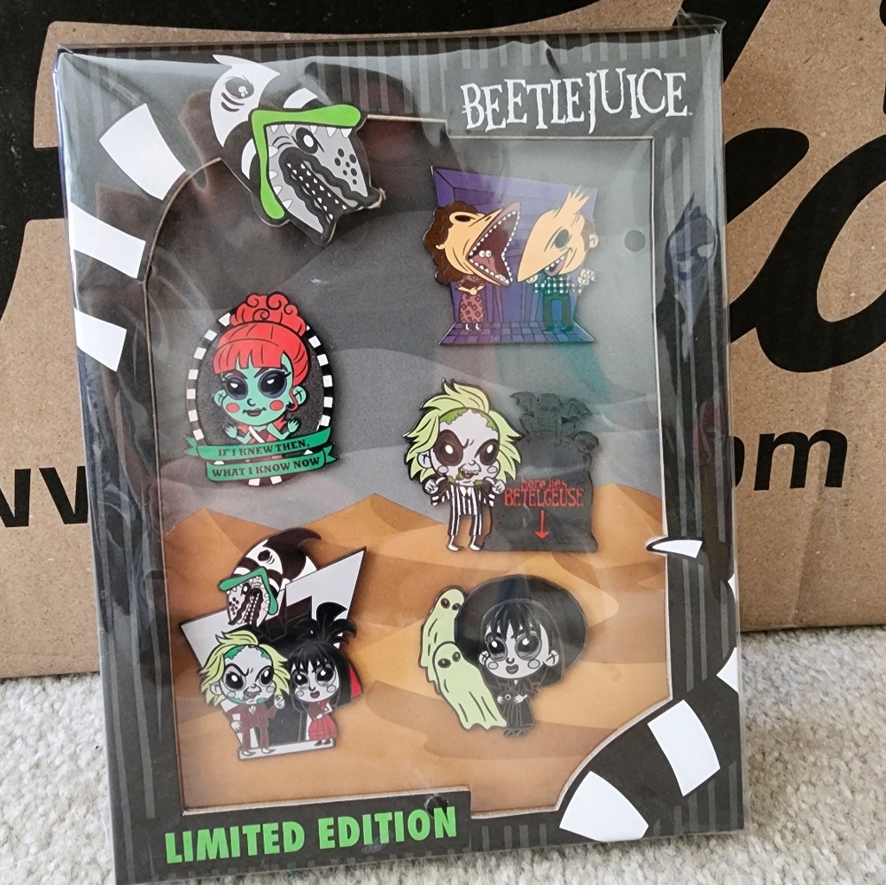 Beetle Juice Limited Edition Loungefly Enamel Pin Set